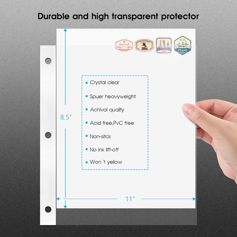 1DOT2 8.5x11 Inch Large 3 Ring DIY Scrapbook Photo Album with 30 Plastic Sleeves 60 Pages Blank Scrapbooks, 8.5 x 11 Scrap Book Albums for Baby Travel Wedding Graduation kids (Light Purple) - Image 3